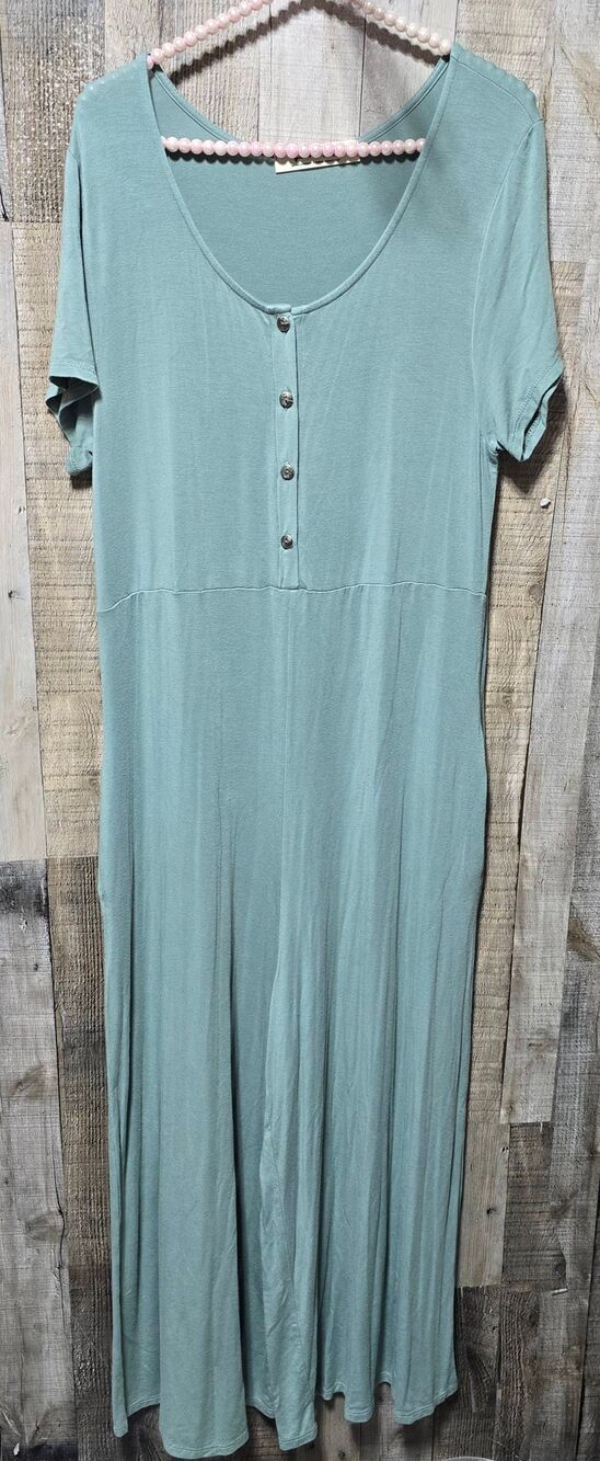 Three Bird Nest Teal Wide Leg Palazzo Jumpsuit Jumper Large Boho Preppy Comfy